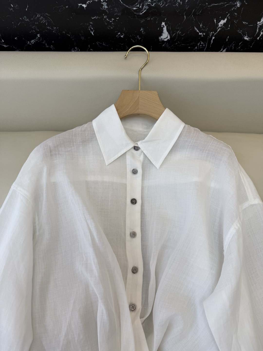 MY095#新款衬衫。Bc 苎麻扭结长袖衬衫 三色 SML