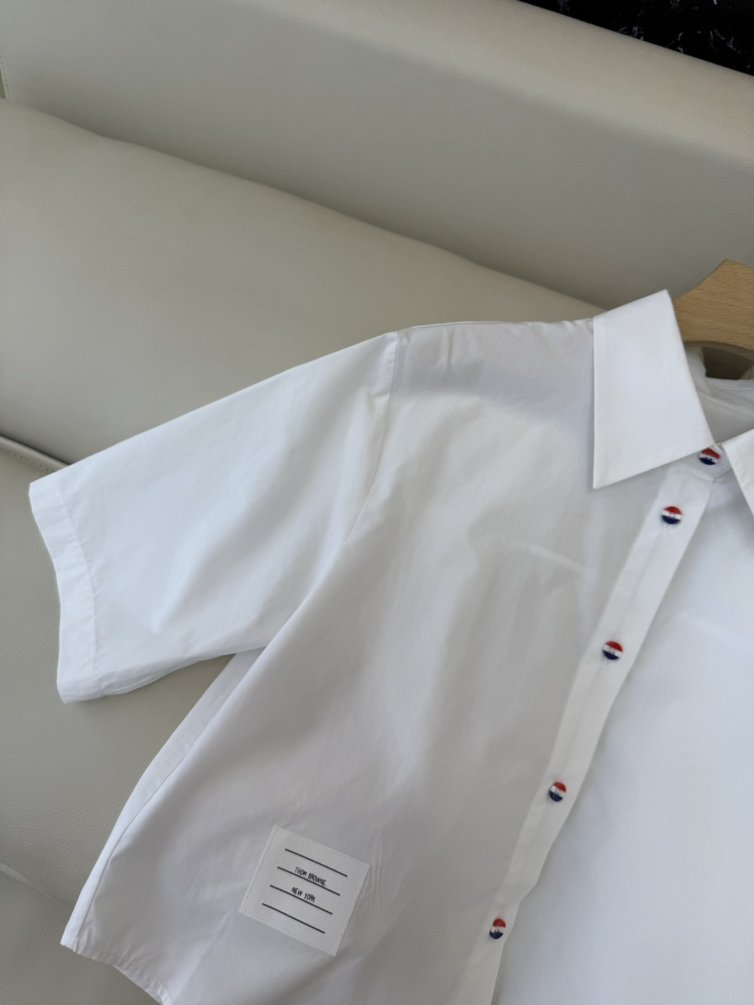 CY0122#新款衬衫。TB 蓝条纹 短袖衬衫 白色 SM L