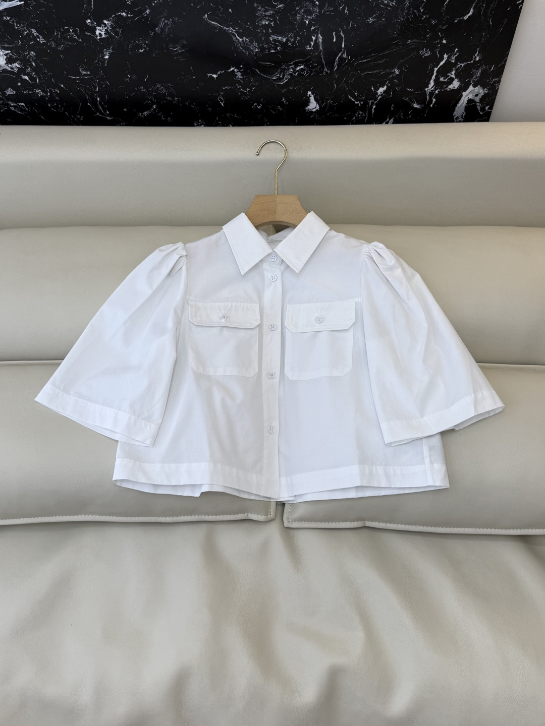 CY0118#新款衬衫。L V 极简 宽松 短袖衬衫 白色 SM L