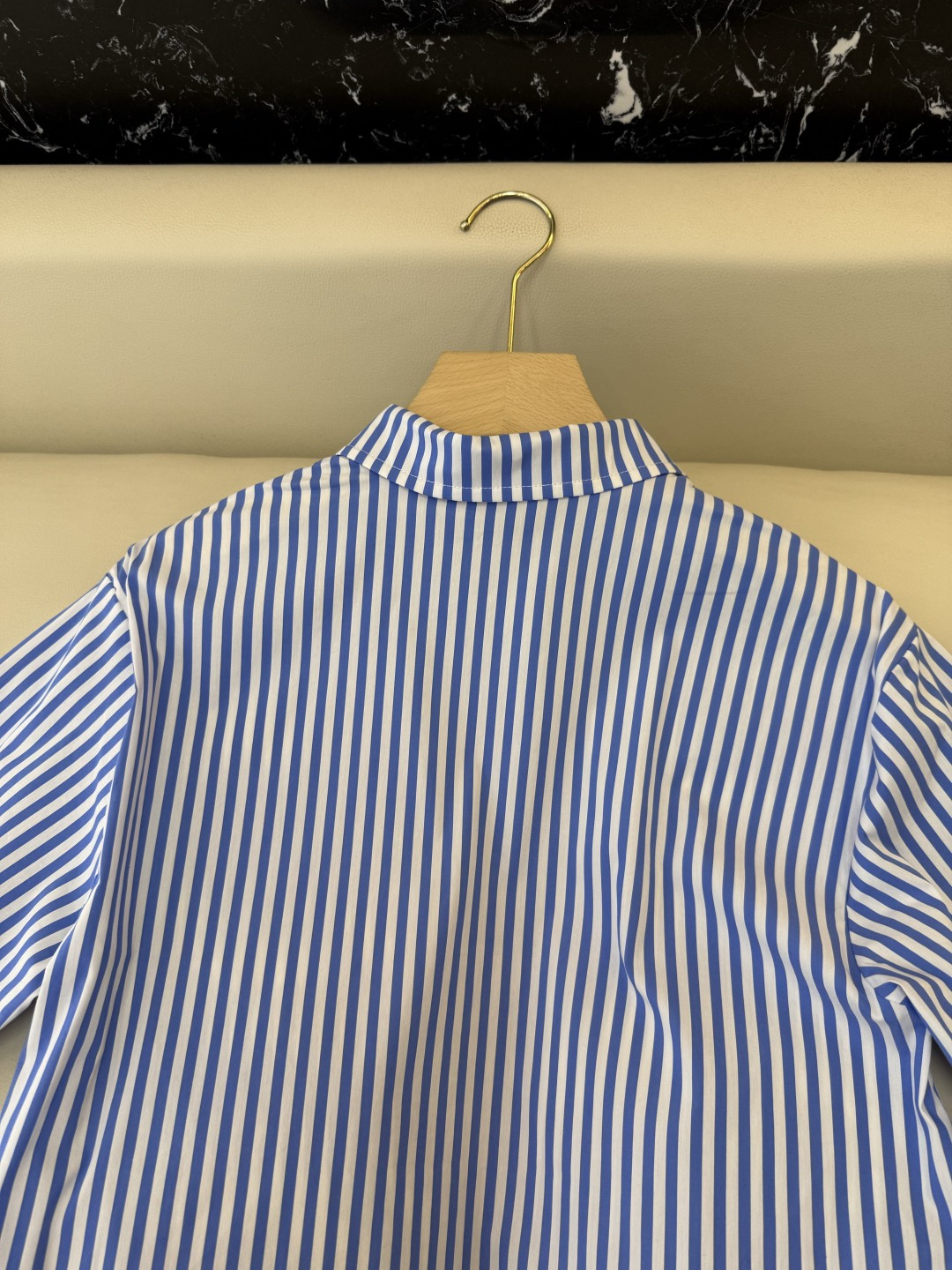 CY0121#新款衬衫。TB 小狗绣花 短袖条纹 衬衫 蓝色 粉色 SM L