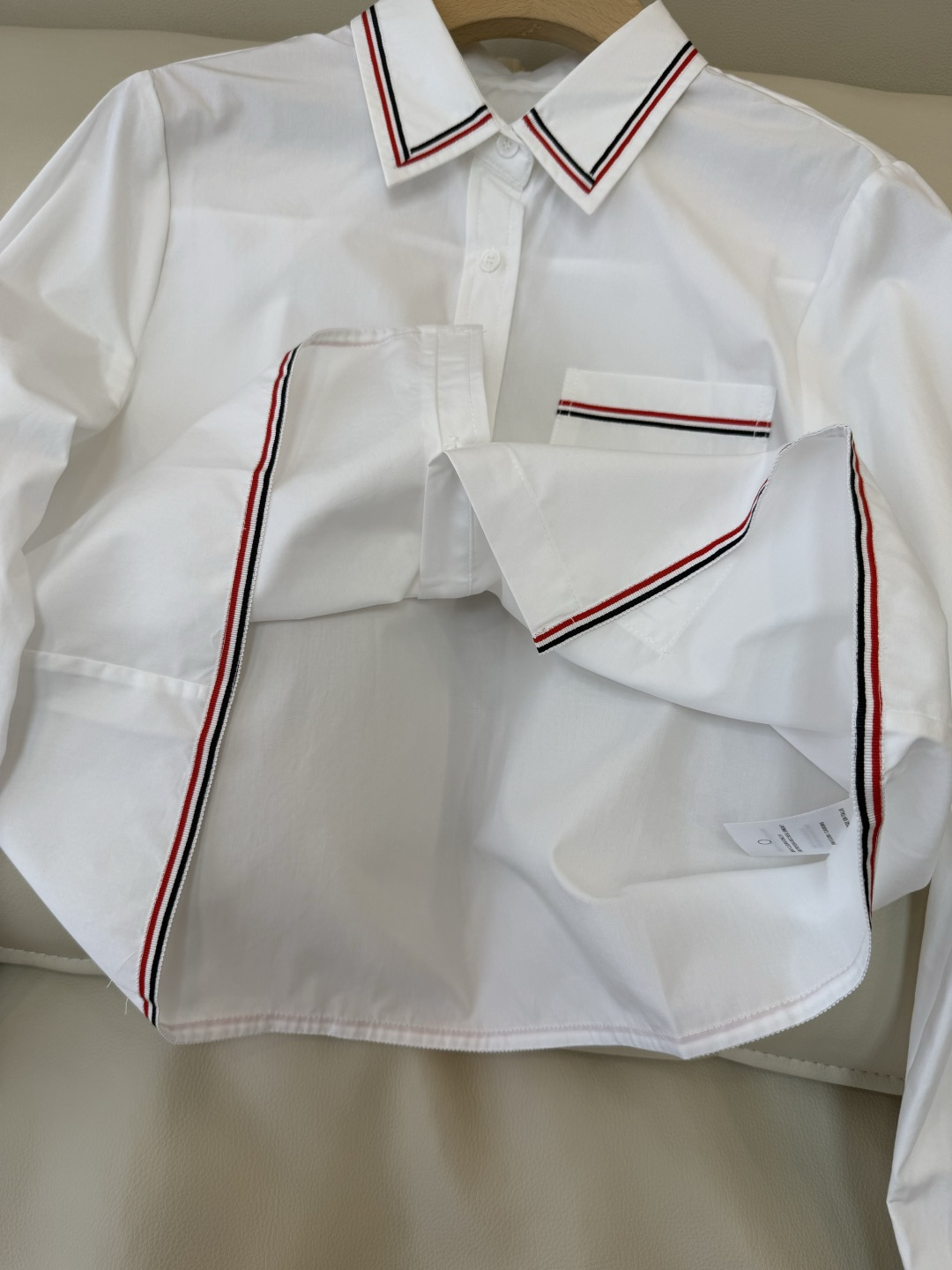 CY0124#新款衬衫。TB 条纹绣花 长袖衬衫 白色 SM L