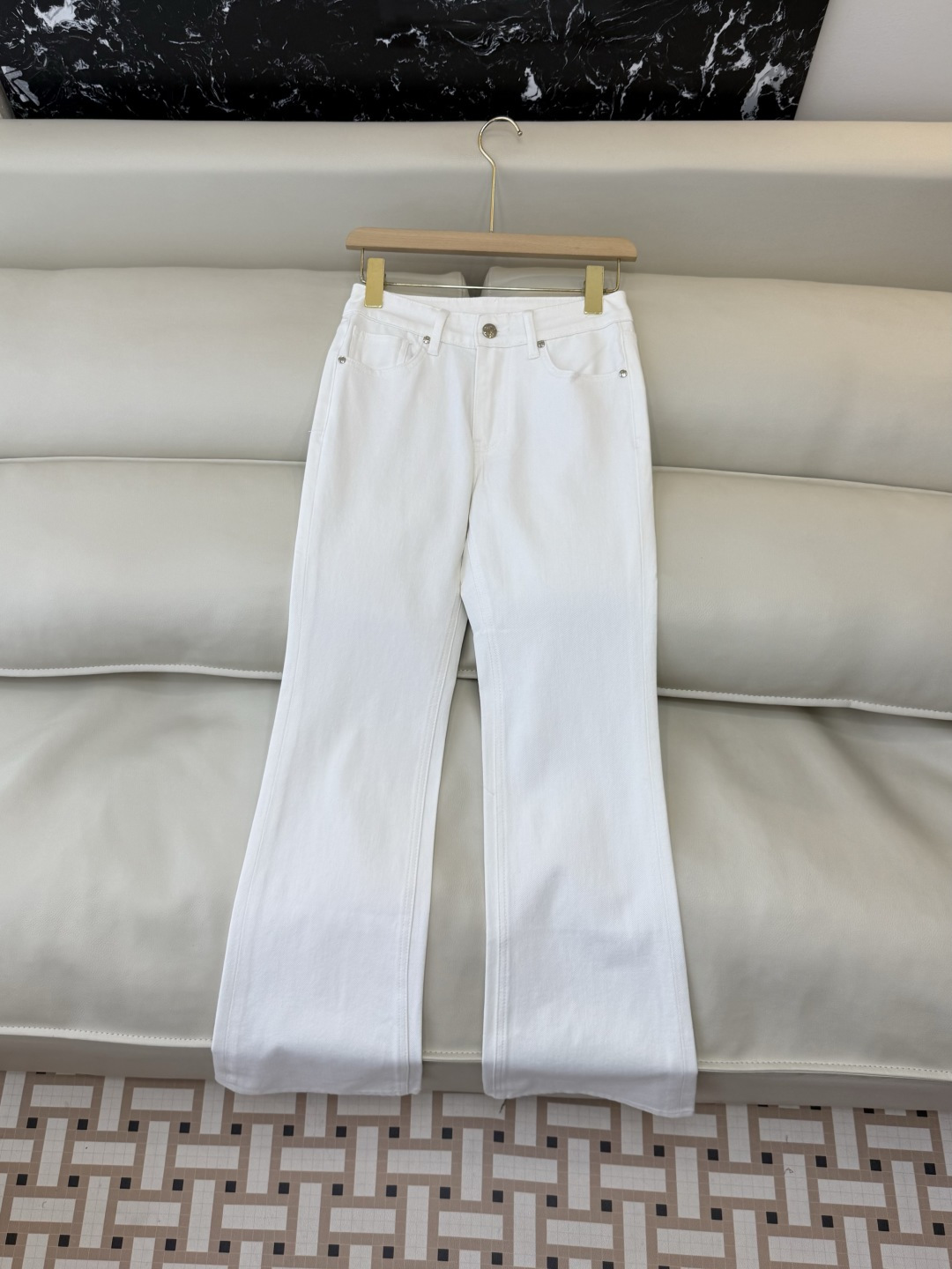 CX0219#新款牛仔裤P‼️Celine 字母印花 牛仔棉显瘦牛仔裤 白色 26-30码