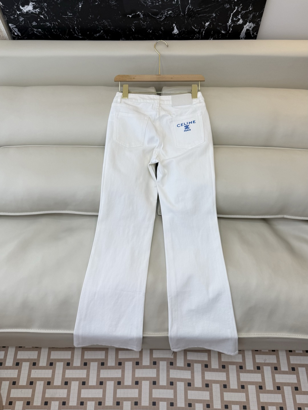 CX0219#新款牛仔裤P‼️Celine 字母印花 牛仔棉显瘦牛仔裤 白色 26-30码