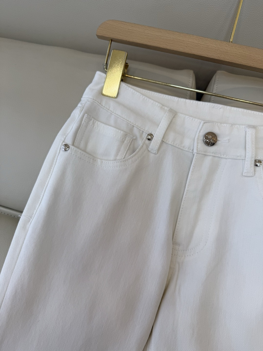 CX0219#新款牛仔裤P‼️Celine 字母印花 牛仔棉显瘦牛仔裤 白色 26-30码