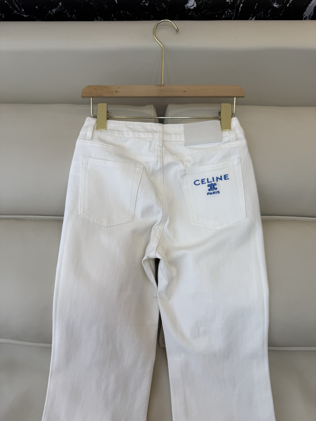 CX0219#新款牛仔裤P‼️Celine 字母印花 牛仔棉显瘦牛仔裤 白色 26-30码