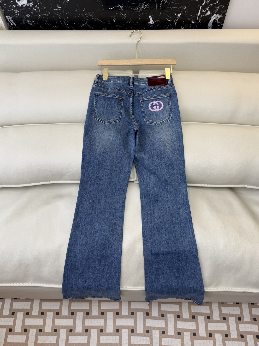 CX0223#新款牛仔裤P‼️Cu 双G绣花 牛仔棉显瘦牛仔裤 蓝色 26-30码
