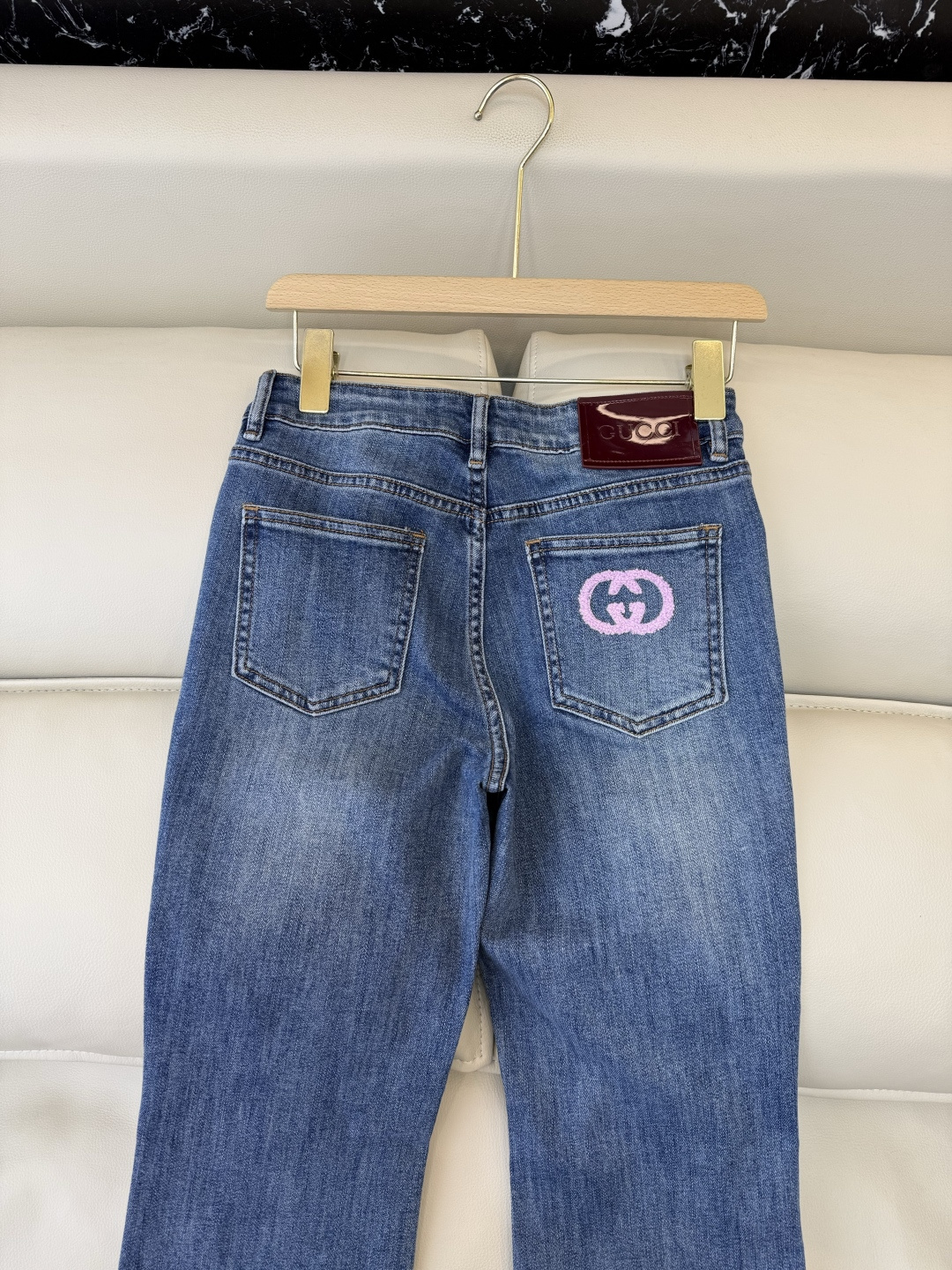 CX0223#新款牛仔裤P‼️Cu 双G绣花 牛仔棉显瘦牛仔裤 蓝色 26-30码