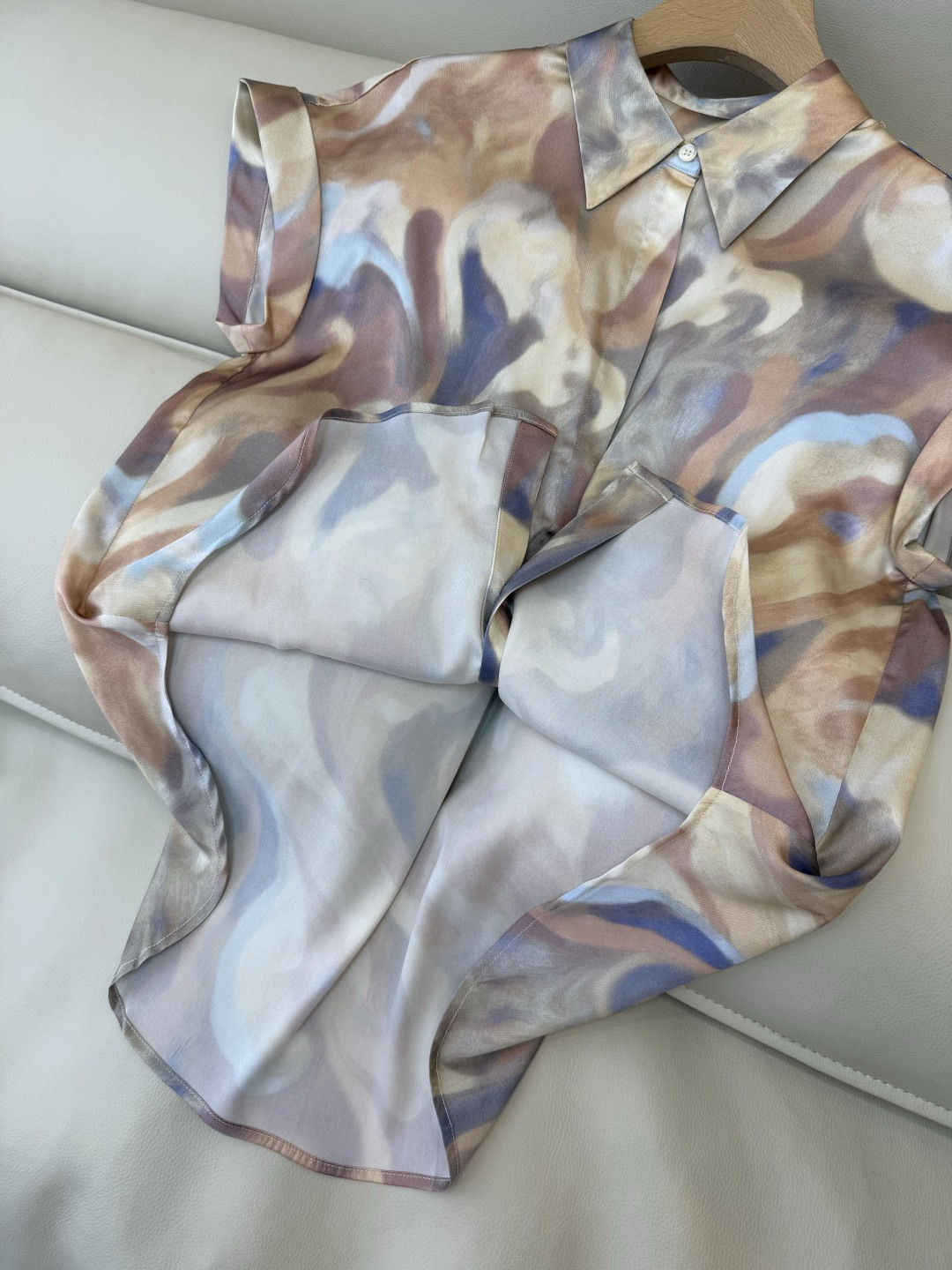 BS1172#新款衬衫。92%真丝印花 短袖衬衫 SMLXL