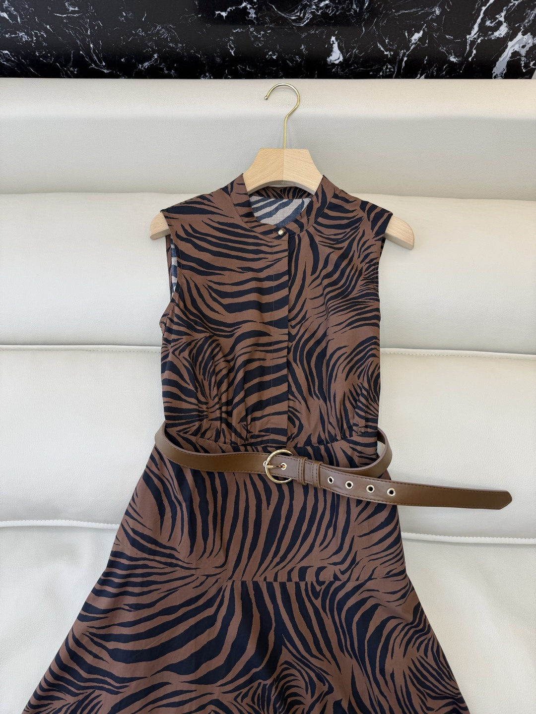 BS1170#新款连衣裙。Max mara 斑马纹印花无袖显瘦连衣裙 两色 36-42