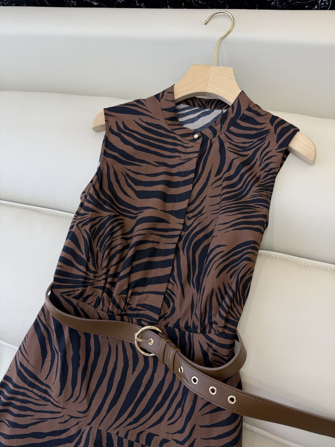 BS1170#新款连衣裙。Max mara 斑马纹印花无袖显瘦连衣裙 两色 36-42