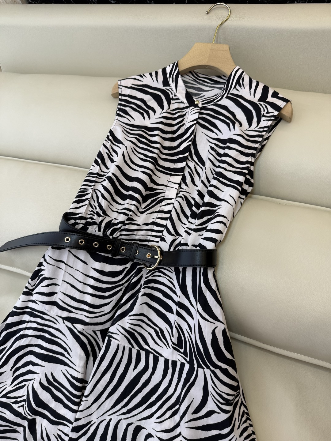 BS1170#新款连衣裙。Max mara 斑马纹印花无袖显瘦连衣裙 两色 36-42
