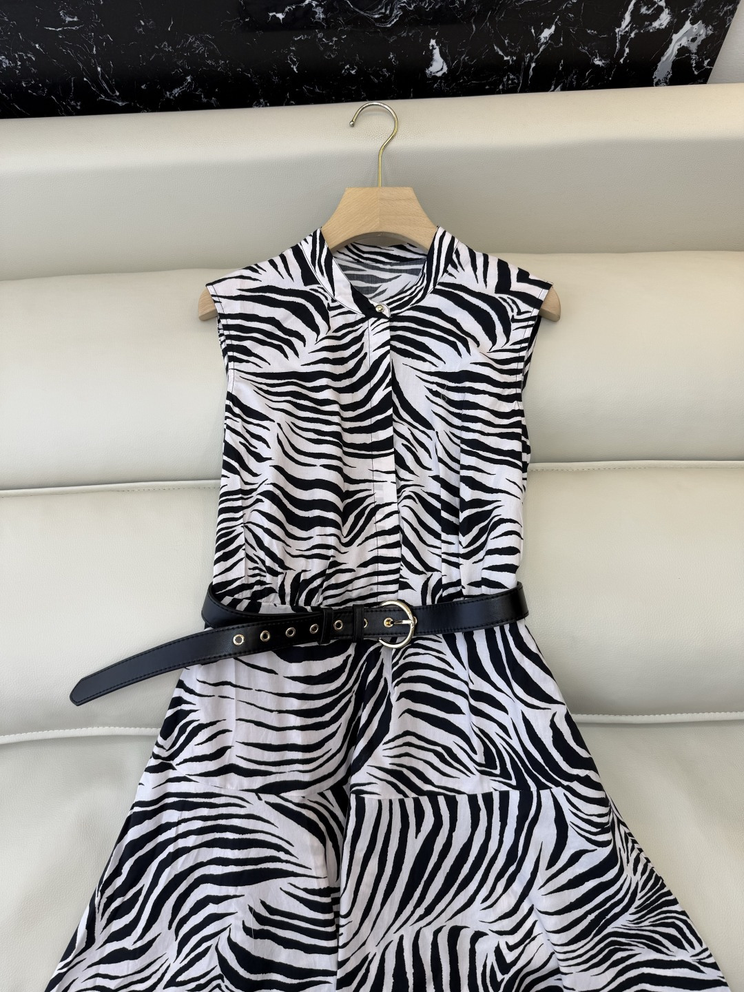 BS1170#新款连衣裙。Max mara 斑马纹印花无袖显瘦连衣裙 两色 36-42