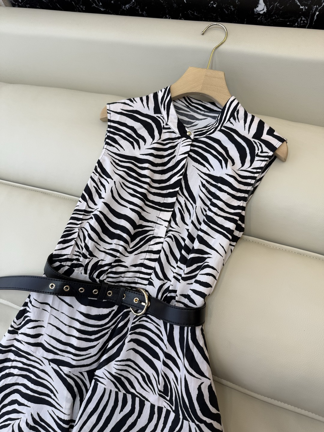 BS1170#新款连衣裙。Max mara 斑马纹印花无袖显瘦连衣裙 两色 36-42