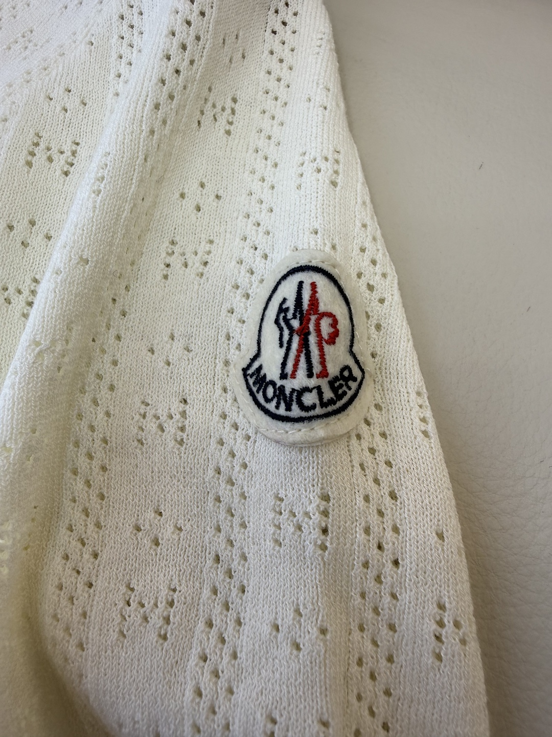 QG0205#新款T恤⚠️‼️Moncler 网眼针织polo 短袖T恤 米白色 SML