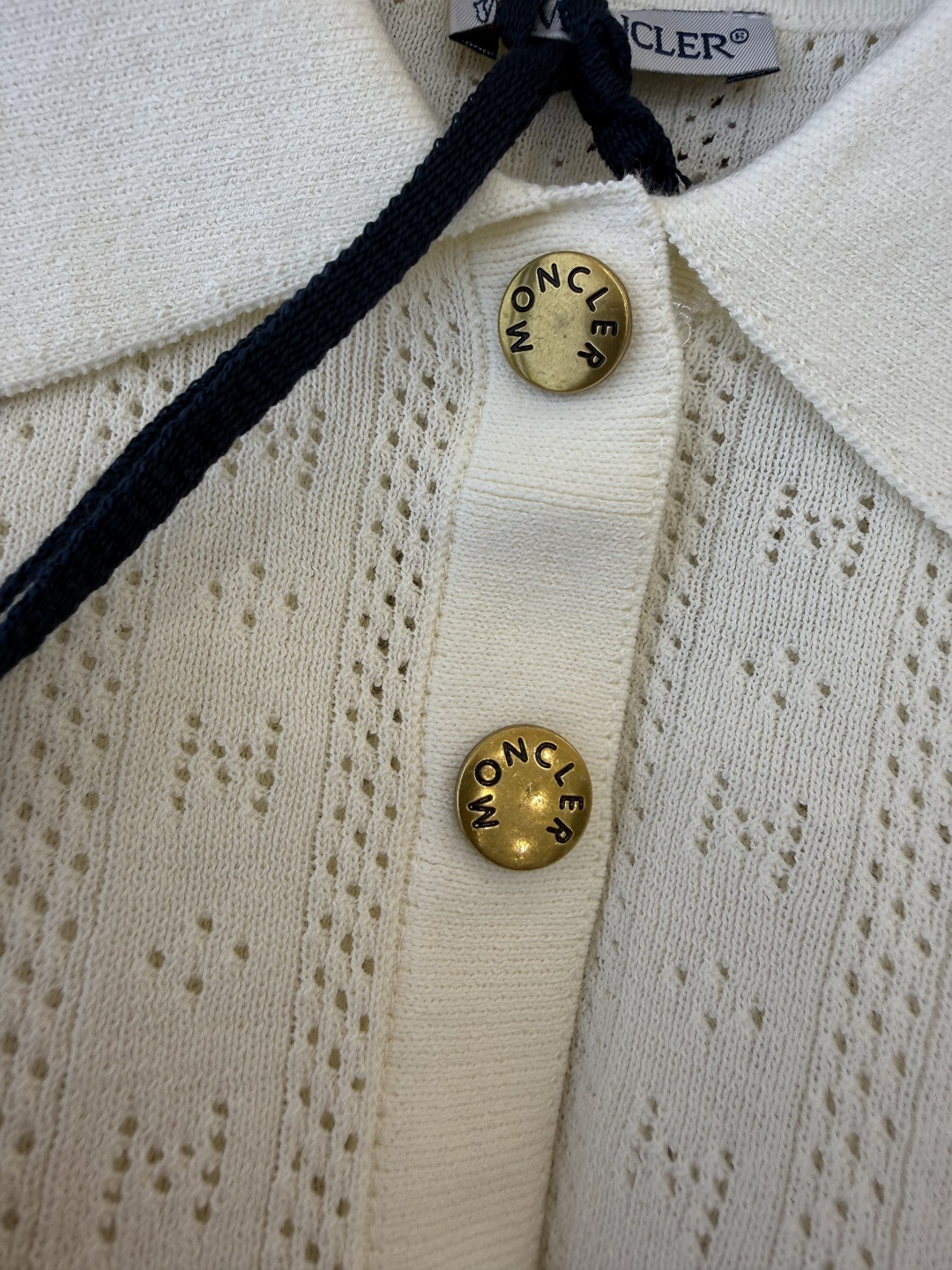 QG0205#新款T恤⚠️‼️Moncler 网眼针织polo 短袖T恤 米白色 SML