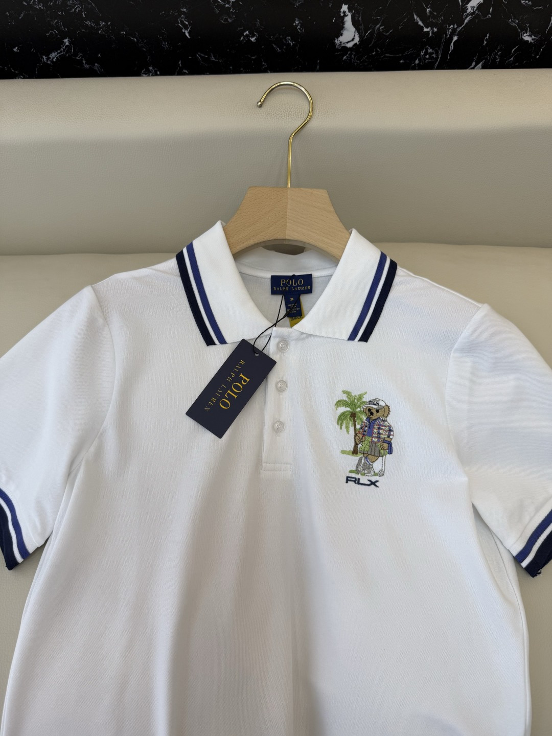 QG0210#新款T恤⚠️‼️Polo 劳夫 小熊刺绣 短袖T恤 蓝色 白色 SML