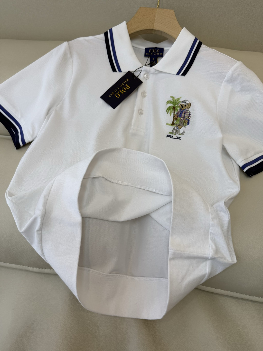 QG0210#新款T恤⚠️‼️Polo 劳夫 小熊刺绣 短袖T恤 蓝色 白色 SML