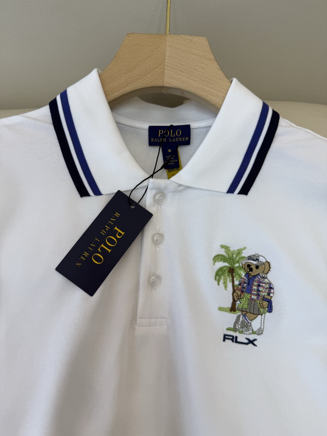 QG0210#新款T恤⚠️‼️Polo 劳夫 小熊刺绣 短袖T恤 蓝色 白色 SML
