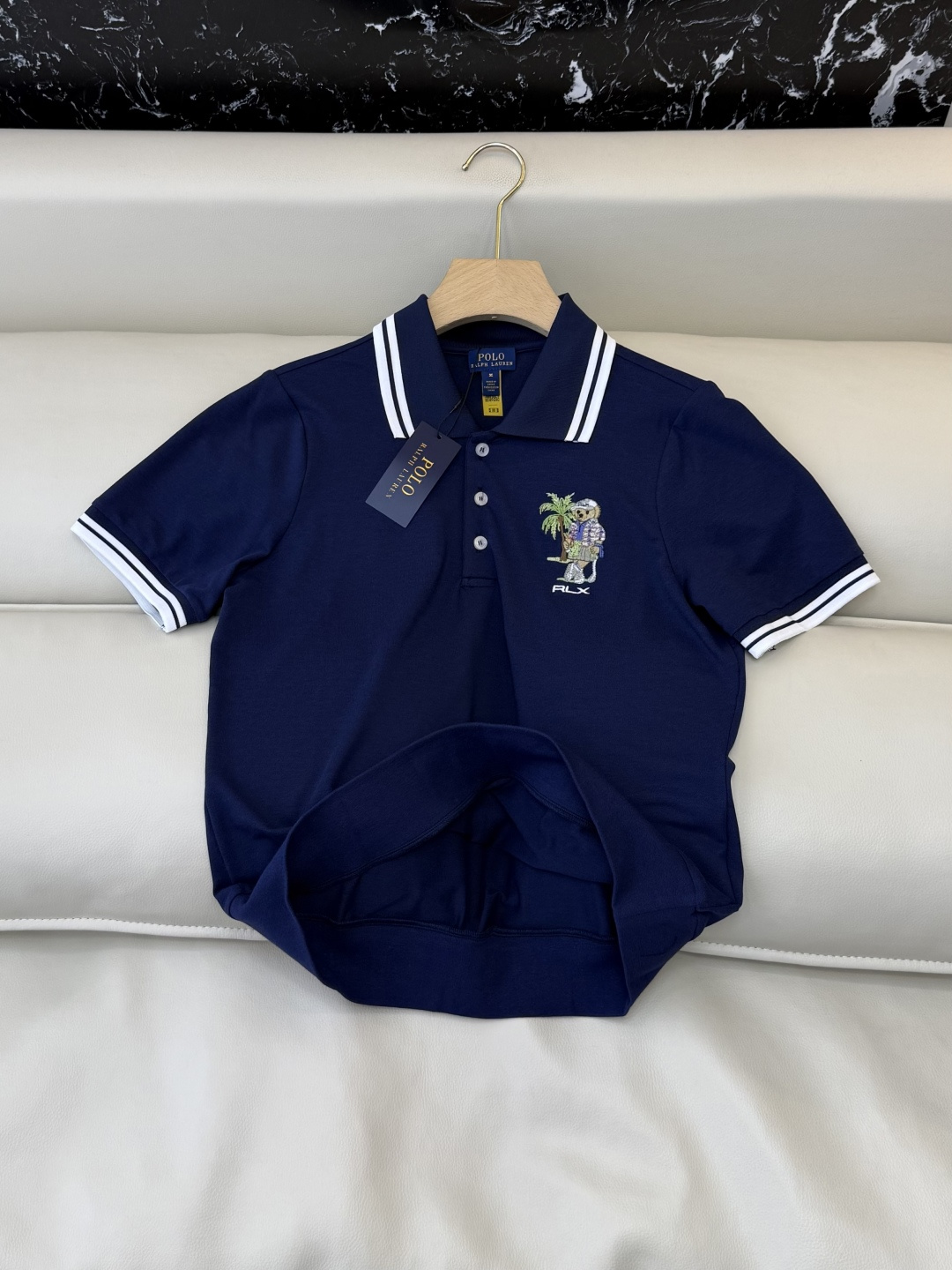 QG0210#新款T恤⚠️‼️Polo 劳夫 小熊刺绣 短袖T恤 蓝色 白色 SML