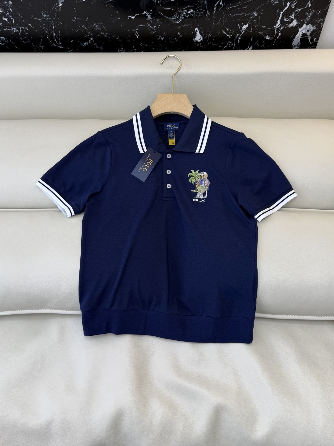 QG0210#新款T恤⚠️‼️Polo 劳夫 小熊刺绣 短袖T恤 蓝色 白色 SML