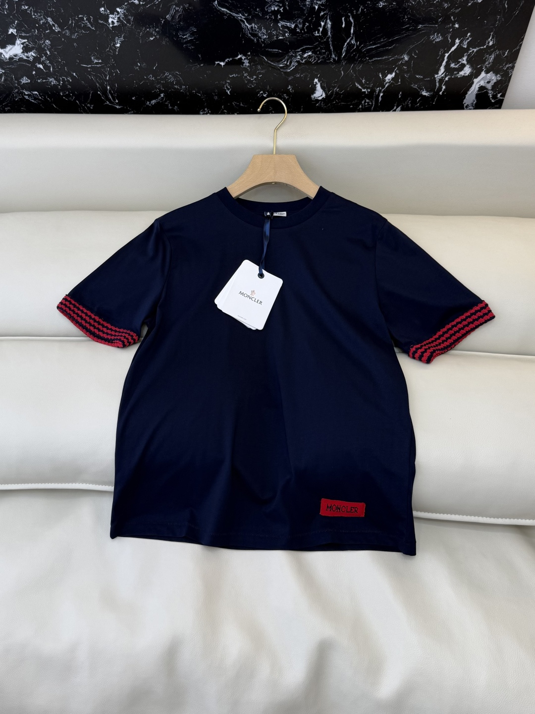 QG0214#新款T恤P‼️Moncler 短袖T恤 宽松款 杏色 蓝色 SM L