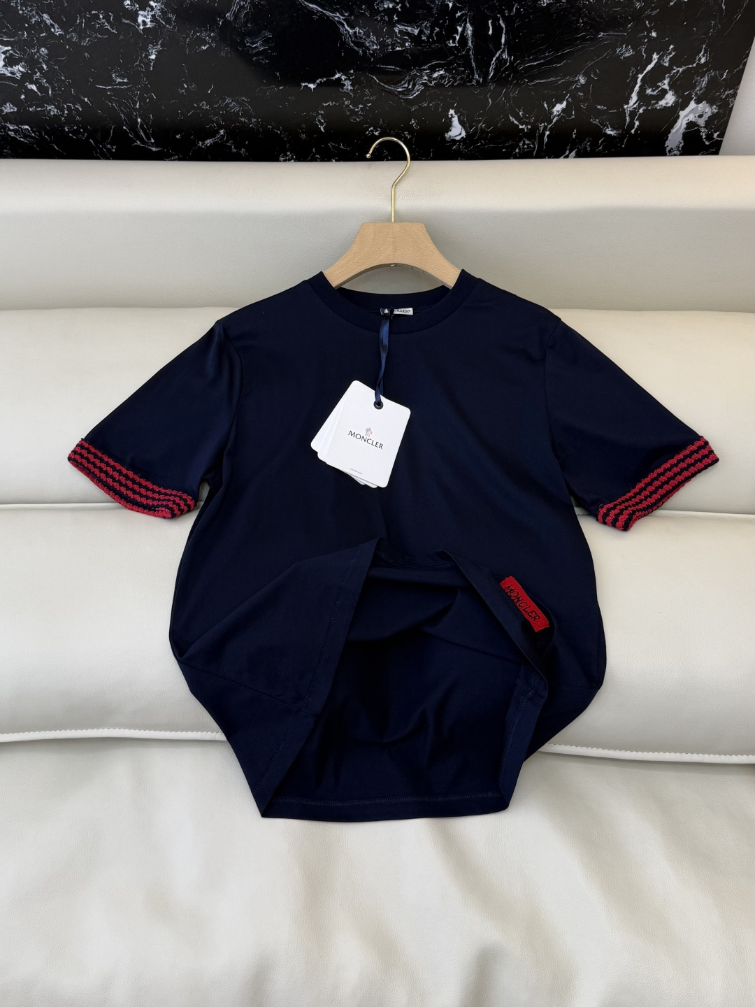 QG0214#新款T恤P‼️Moncler 短袖T恤 宽松款 杏色 蓝色 SM L
