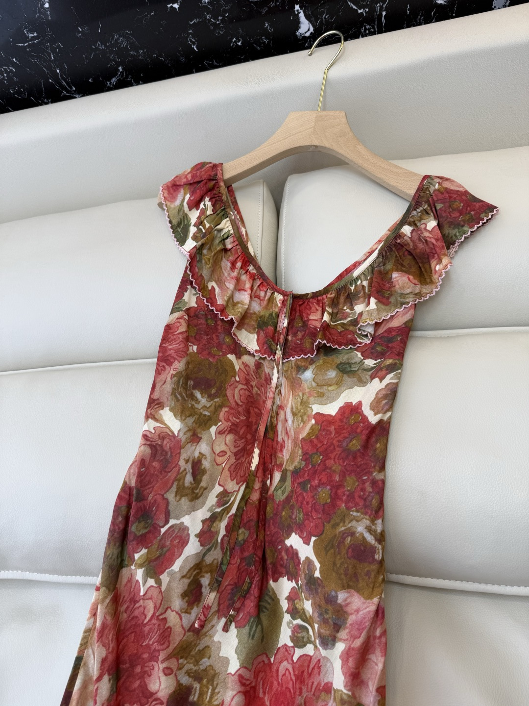 YJJ020#新款连衣裙。100% 亚麻斜裁U领修身印花连衣裙 S-XL