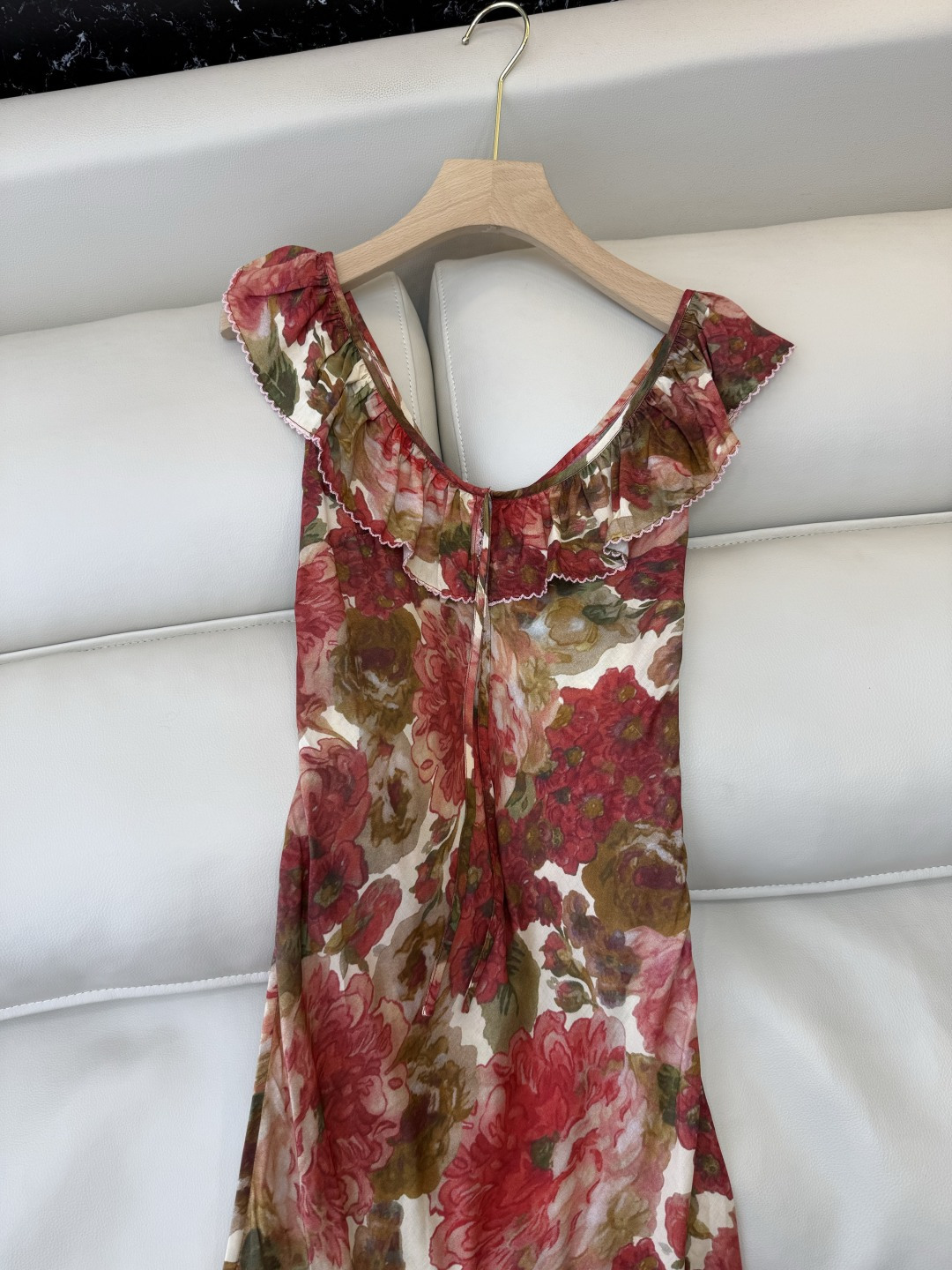 YJJ020#新款连衣裙。100% 亚麻斜裁U领修身印花连衣裙 S-XL