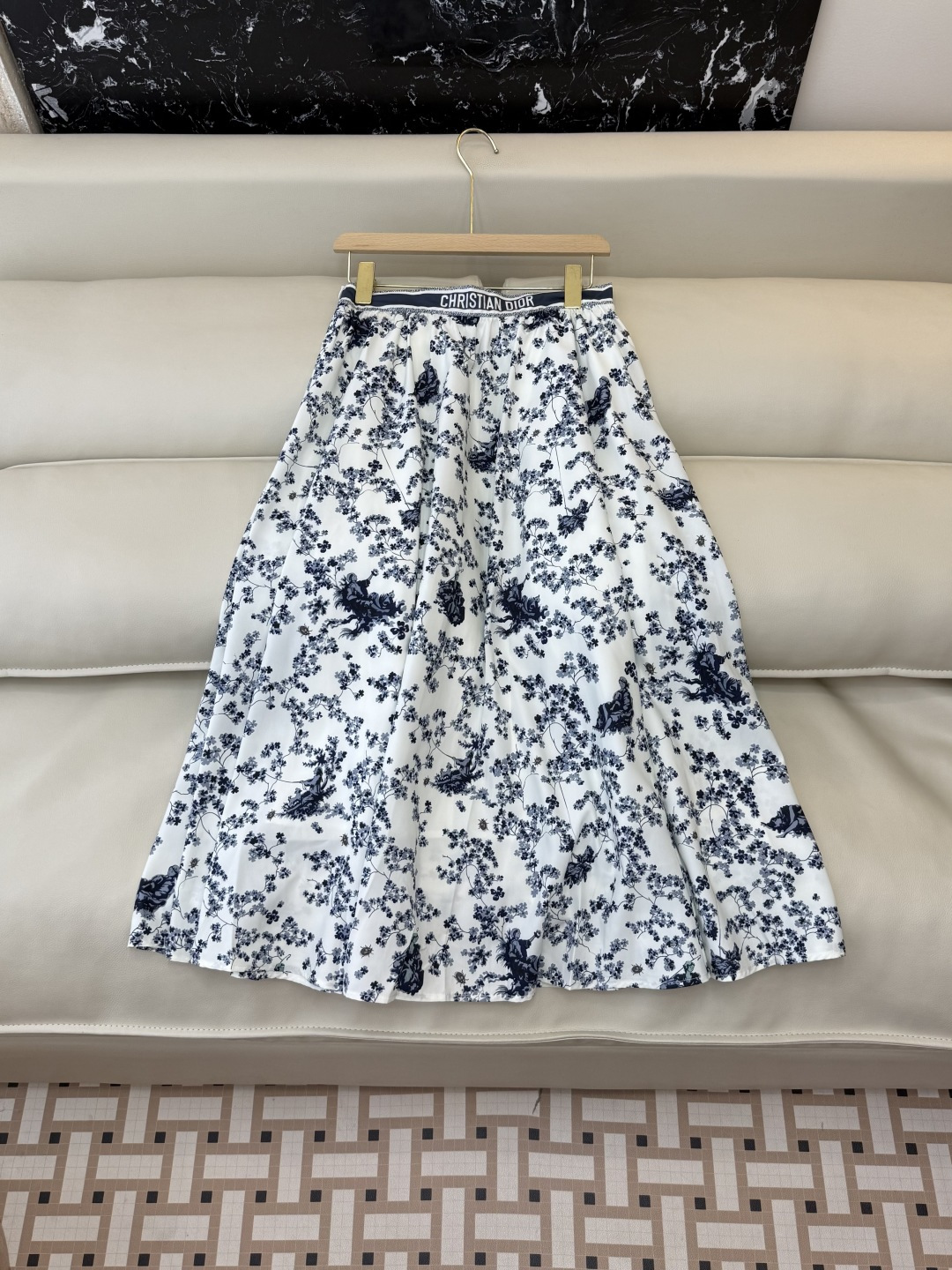AW076#新款半裙P‼️Dior 花卉印花 长半裙 蓝色 绿色 SML