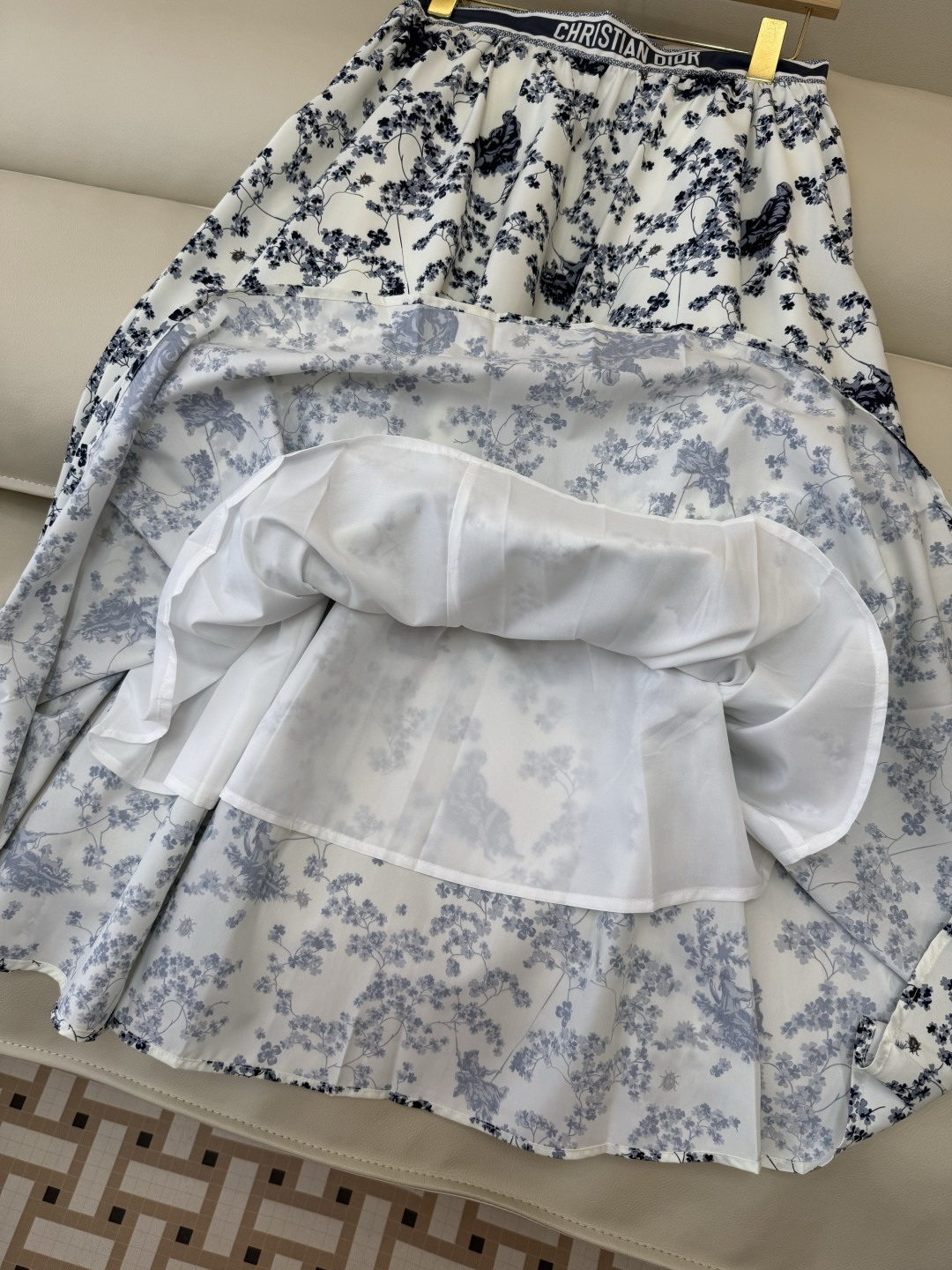 AW076#新款半裙P‼️Dior 花卉印花 长半裙 蓝色 绿色 SML
