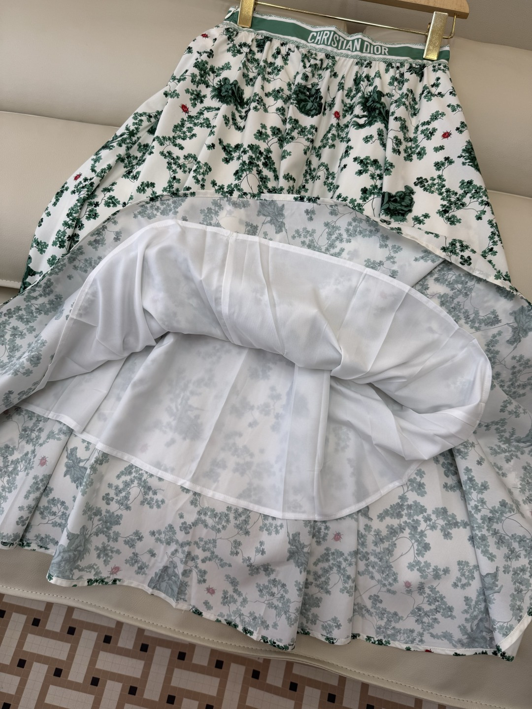AW076#新款半裙P‼️Dior 花卉印花 长半裙 蓝色 绿色 SML