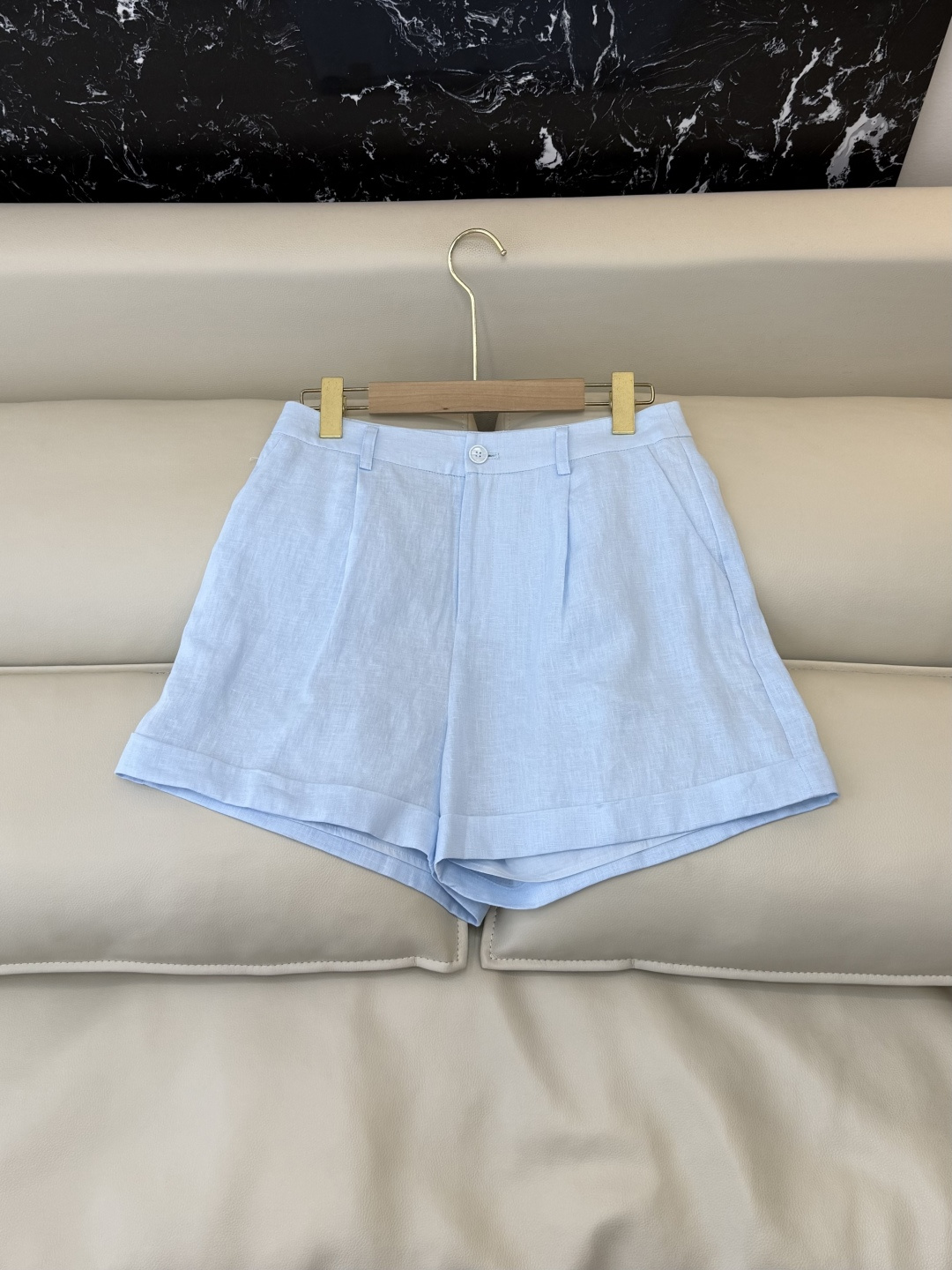 YM0120#新款套装⚠️工厂特批‼️100% 亚麻 钉珠刺绣花 无袖衬衫 ➕短裤套装 黄色 蓝色 白色