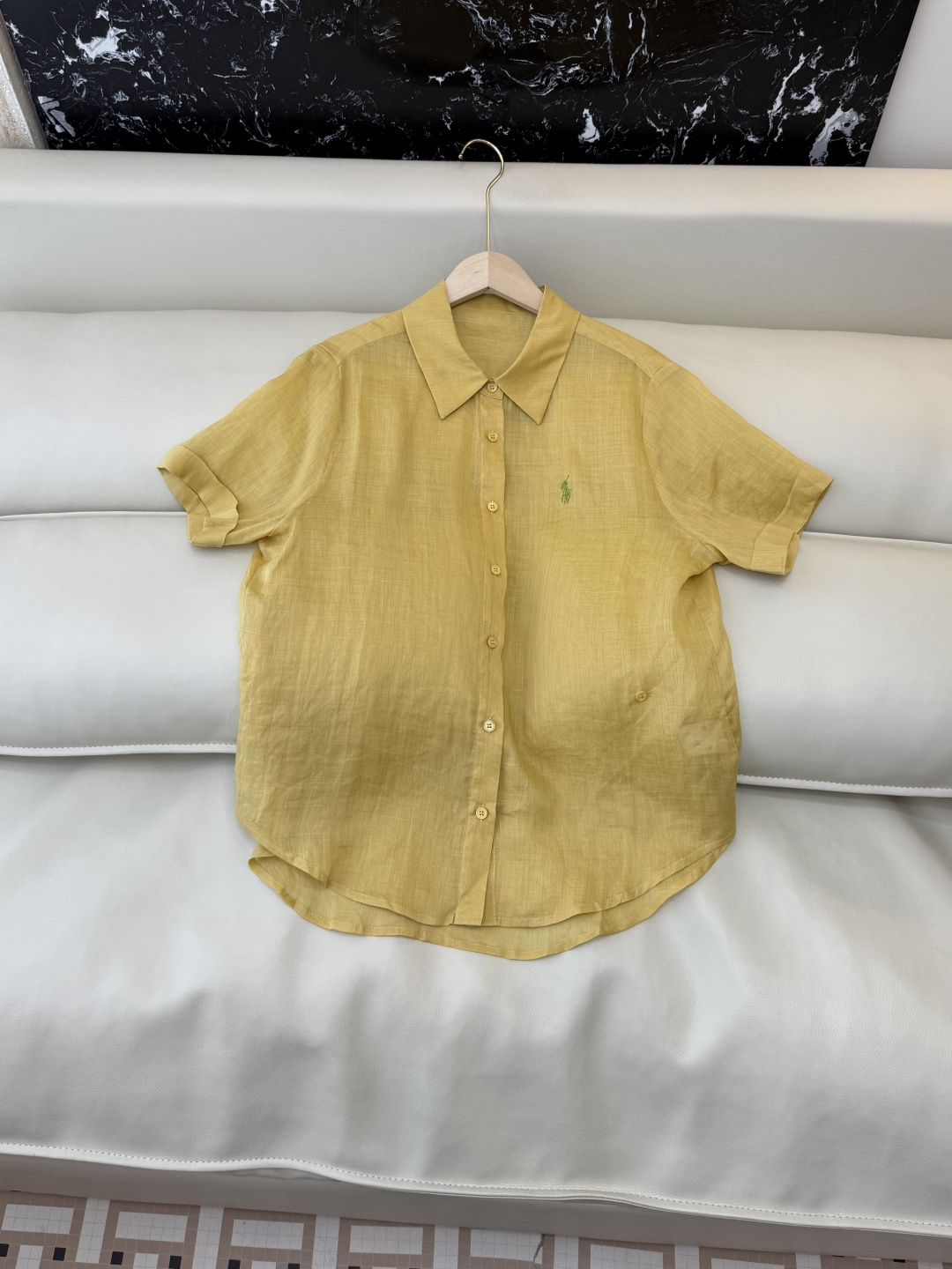 YM0118#新款套装⚠️工厂特批‼️Polo 100% 苎麻 短袖衬衫 ➕短裤套装 黄色 蓝色 白色 