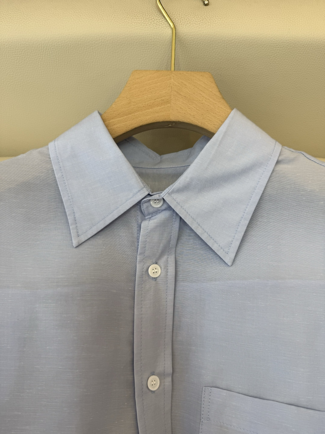 CY0135#新款衬衫。polo 50% 亚麻 天丝 绣花 长袖衬衫 白色 咖色 蓝色 SML