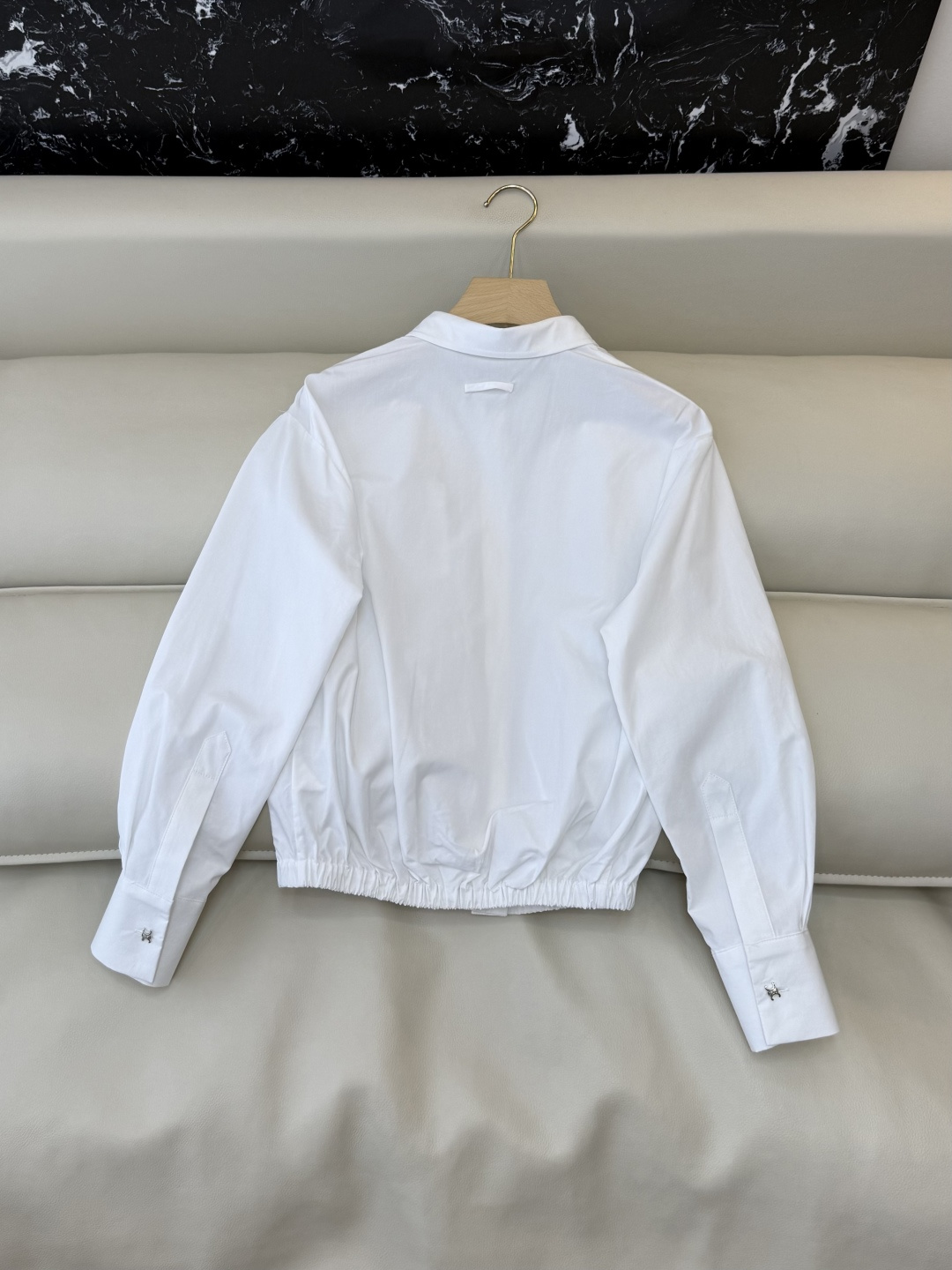 CY0134#新款衬衫。celine 长袖衬衫  蓝白条纹拼色 白色 SML