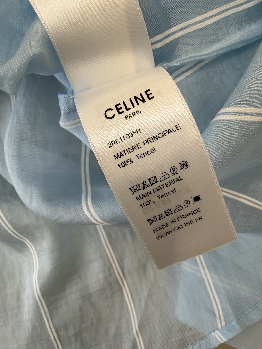 CY033#新款衬衫。celine 天丝棉 透明材质 条纹格子 长袖宽松 防晒衬衫 粉色 绿色 蓝色 白