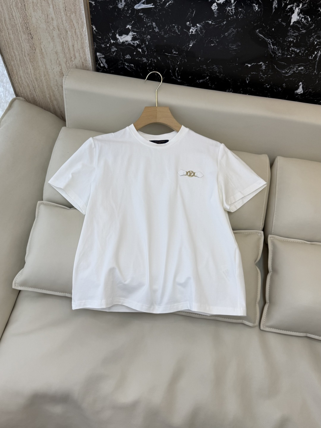 AQ011#新款套装⚠️工厂特批‼️LV 老花logo字母印花长裤➕短袖T恤 套装 蓝色 白色 SML