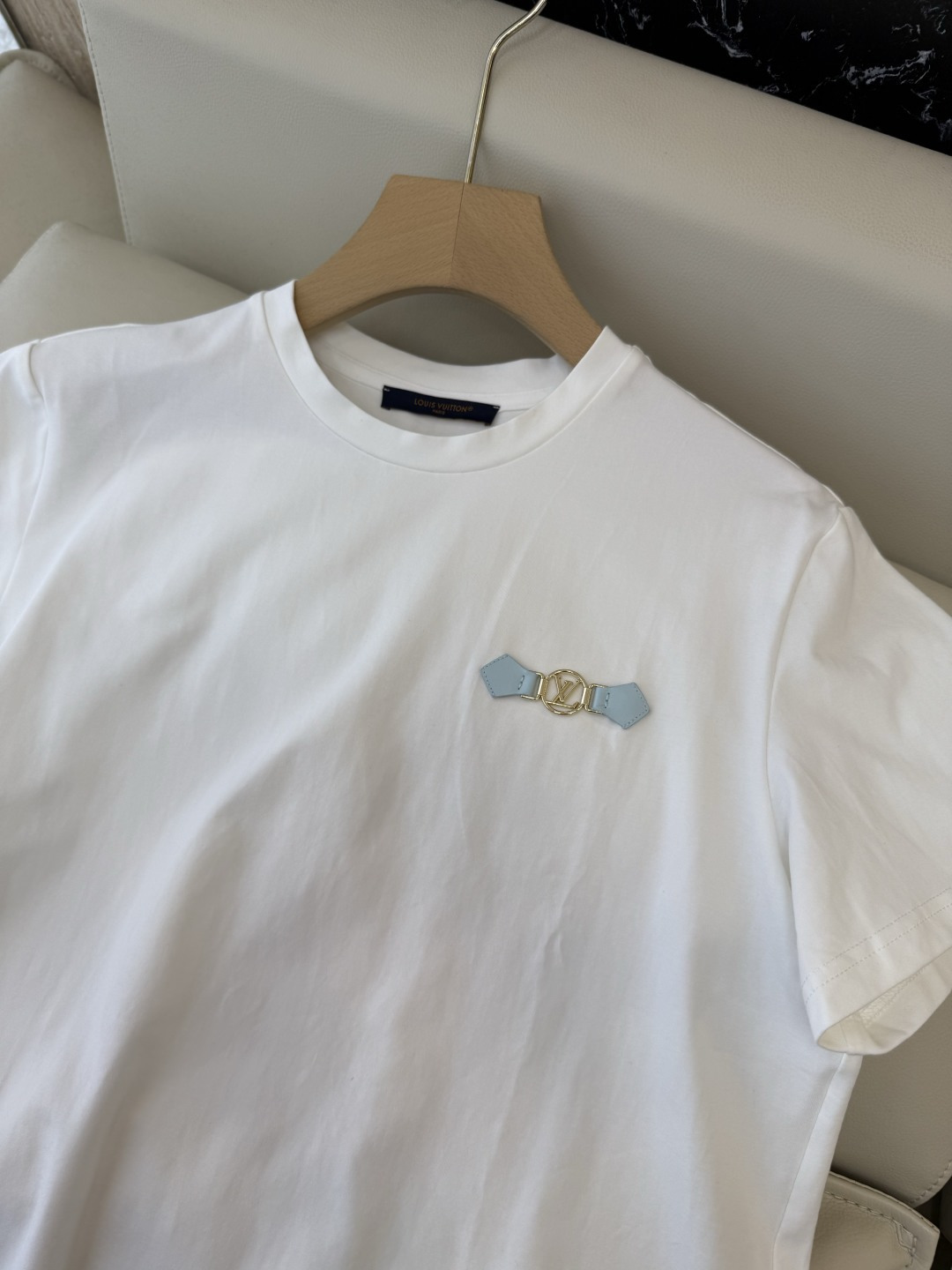 AQ011#新款套装⚠️工厂特批‼️LV 老花logo字母印花长裤➕短袖T恤 套装 蓝色 白色 SML