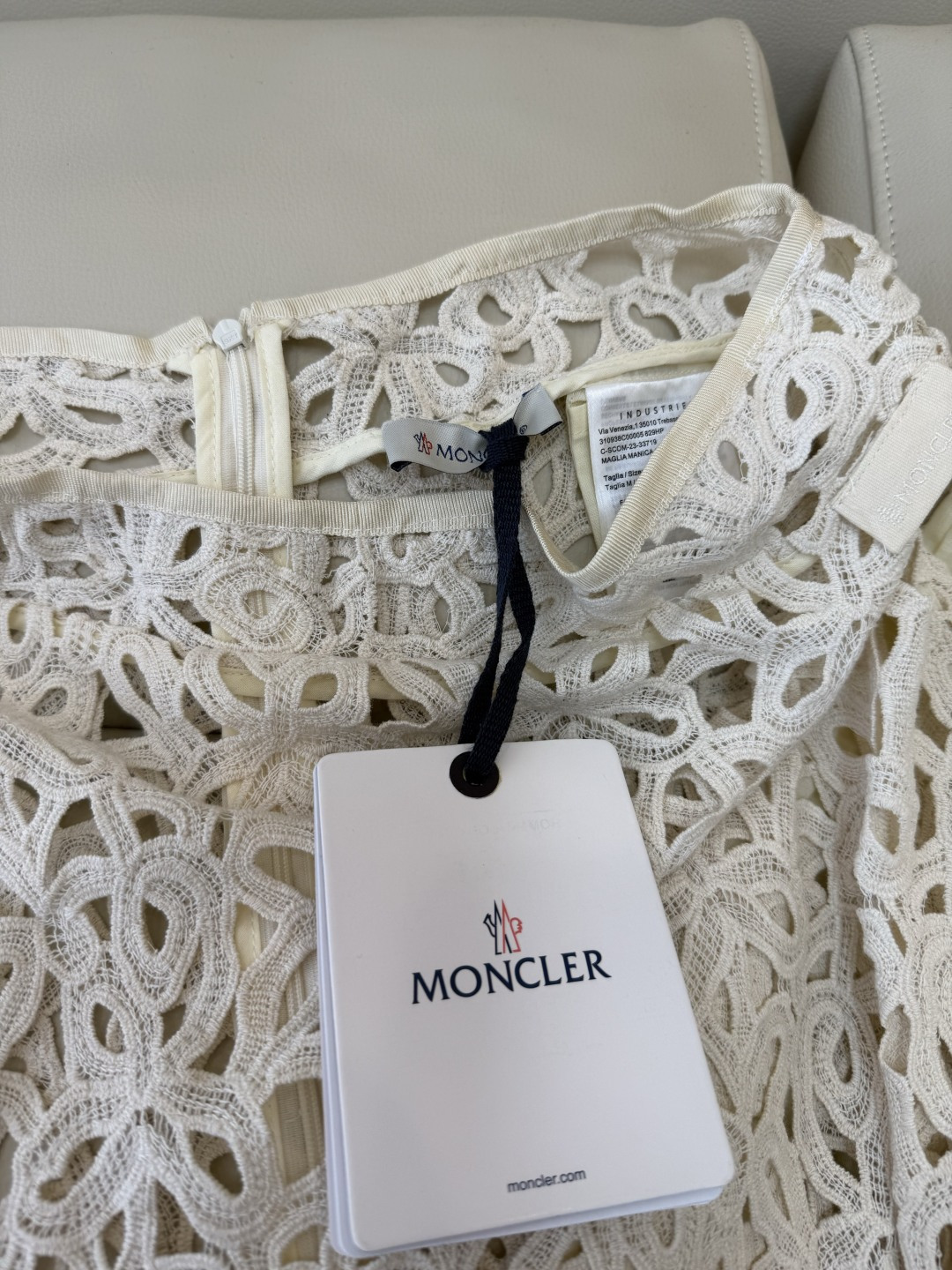 QG0224#新款半裙⚠️工厂特批‼️Moncler 水溶蕾丝绣花镂空半裙 米白色 SML