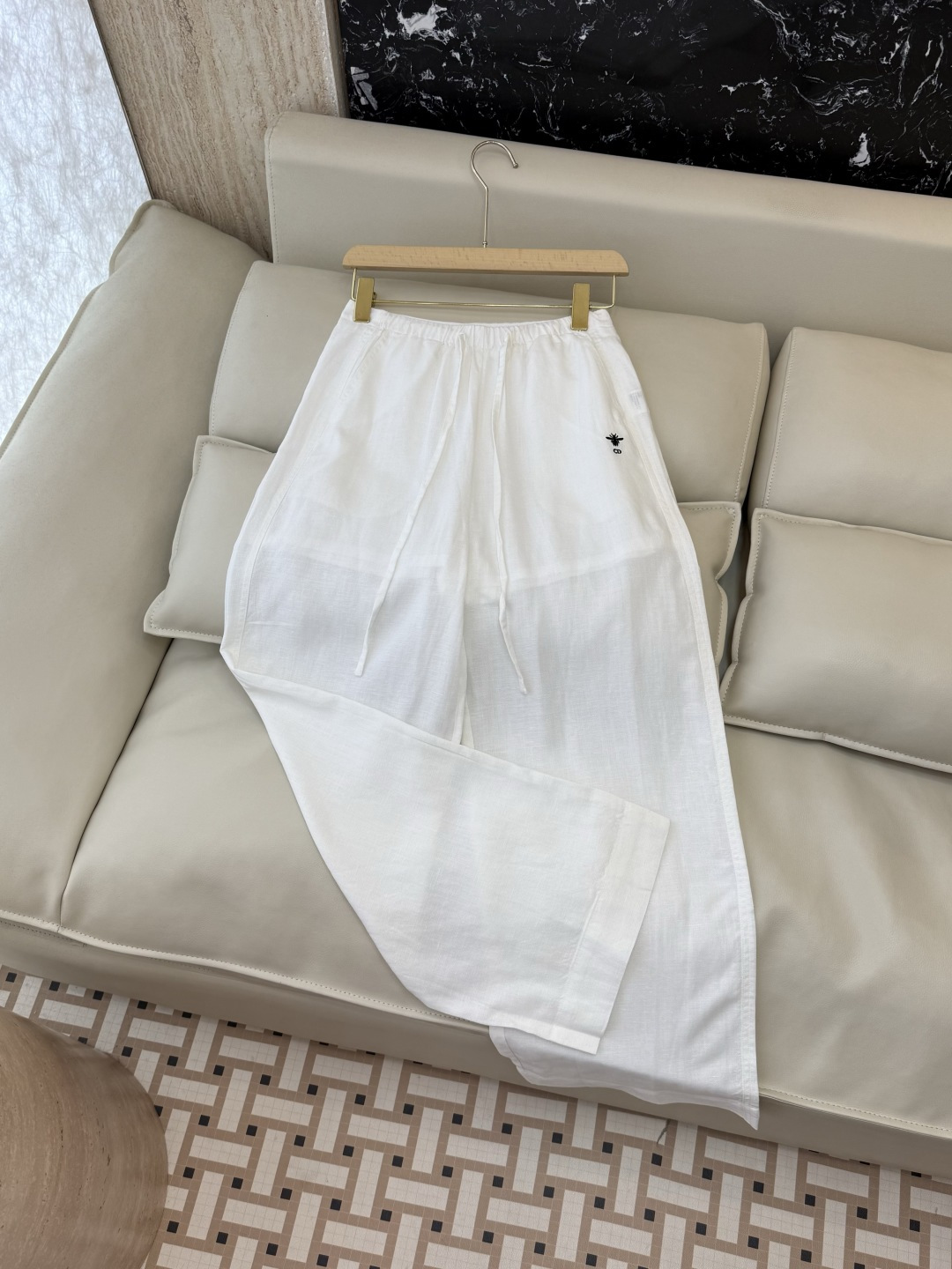 CX0229#新款裤子⚠️工厂特批‼️dior 小蜜蜂cd刺绣 阔腿100% 亚麻长裤 四色 SML