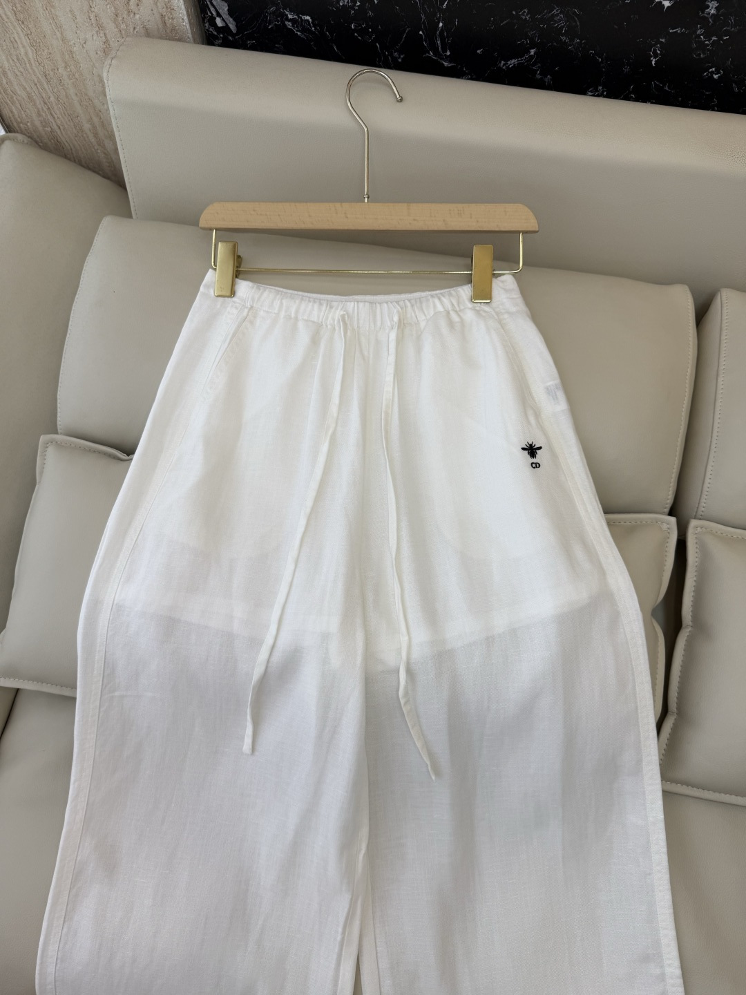 CX0229#新款裤子⚠️工厂特批‼️dior 小蜜蜂cd刺绣 阔腿100% 亚麻长裤 四色 SML
