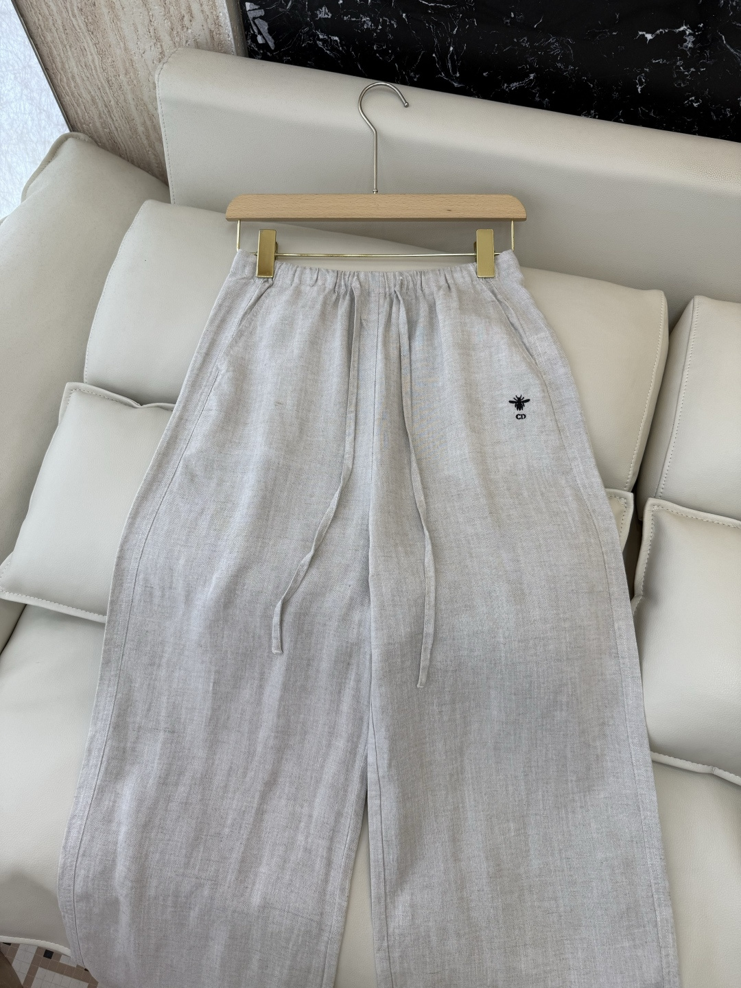 CX0229#新款裤子⚠️工厂特批‼️dior 小蜜蜂cd刺绣 阔腿100% 亚麻长裤 四色 SML