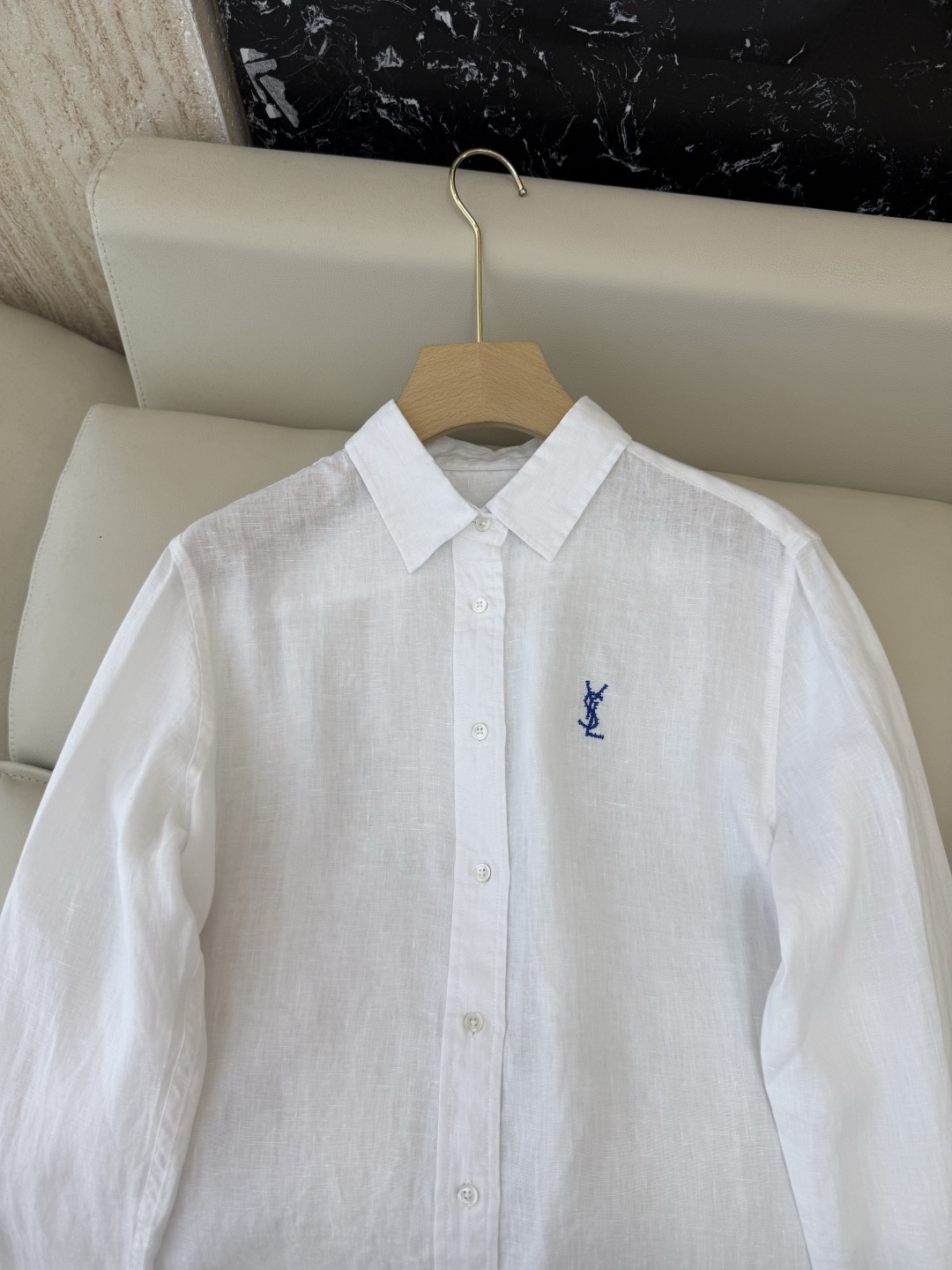 CX0231#新款衬衫⚠️工厂特批‼️Polo 绣花小logo 100% 亚麻 长袖衬衫 粉色 黄色 白