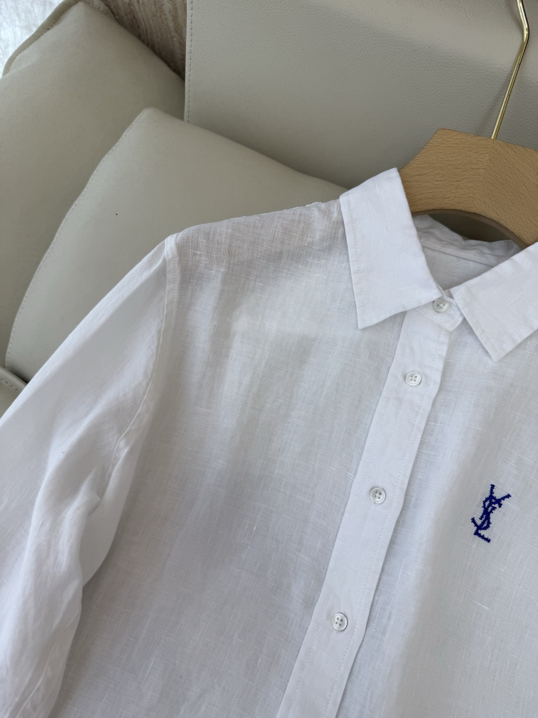 CX0231#新款衬衫⚠️工厂特批‼️Polo 绣花小logo 100% 亚麻 长袖衬衫 粉色 黄色 白