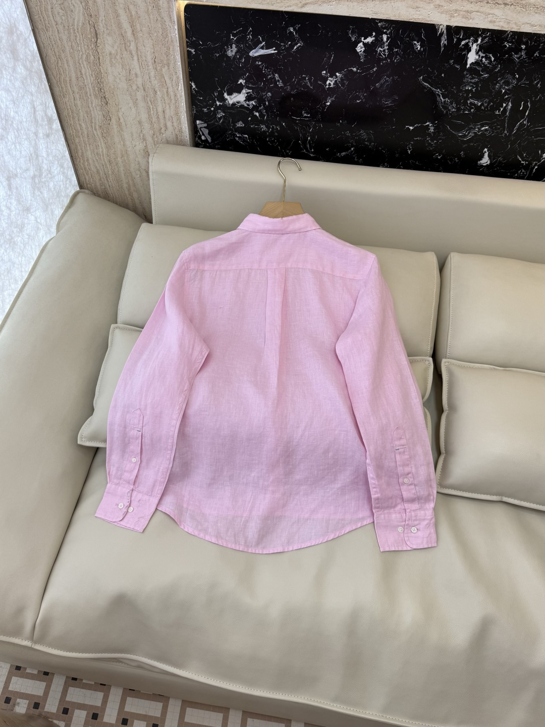 CX0231#新款衬衫⚠️工厂特批‼️Polo 绣花小logo 100% 亚麻 长袖衬衫 粉色 黄色 白