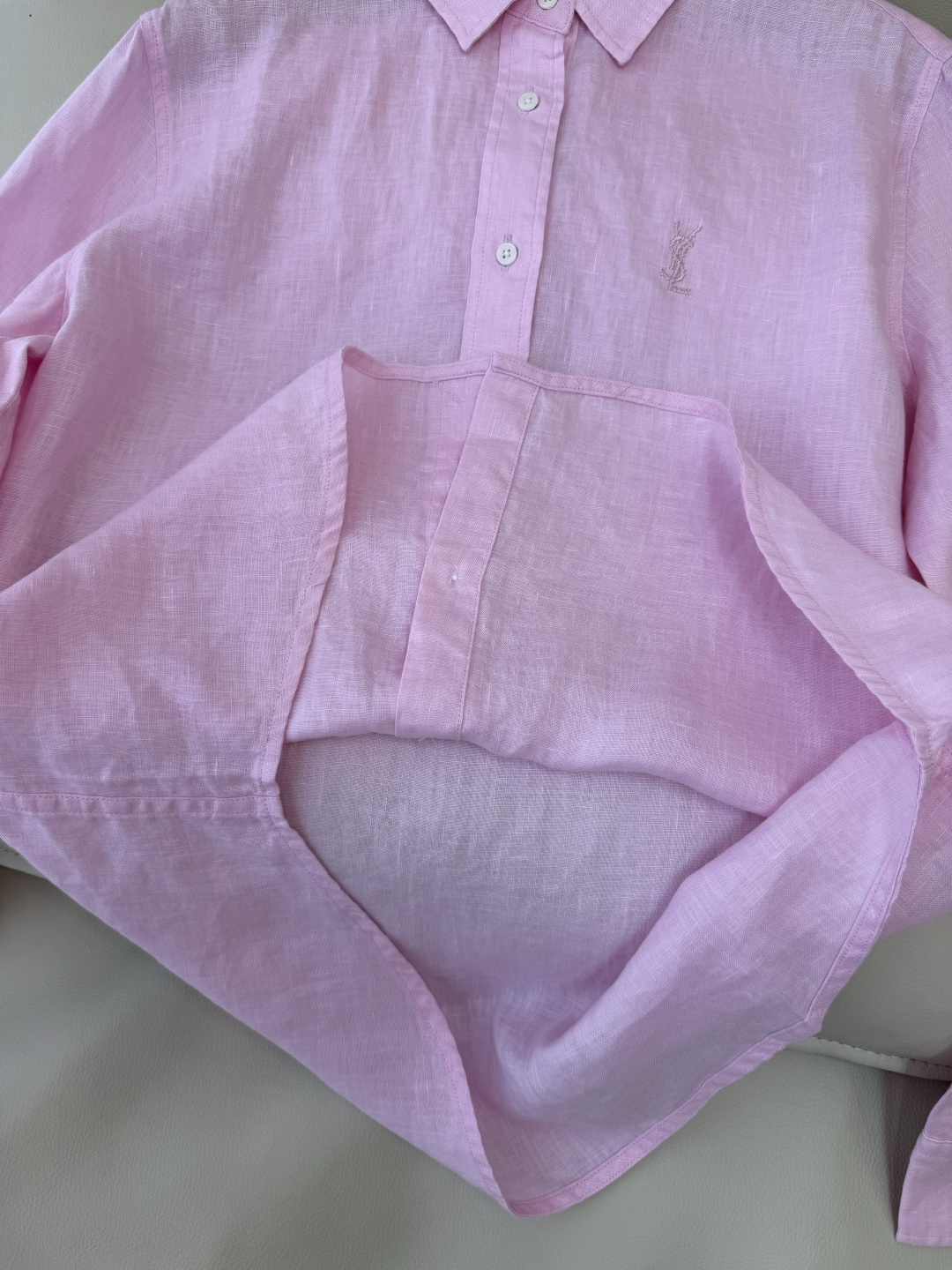 CX0231#新款衬衫⚠️工厂特批‼️Polo 绣花小logo 100% 亚麻 长袖衬衫 粉色 黄色 白