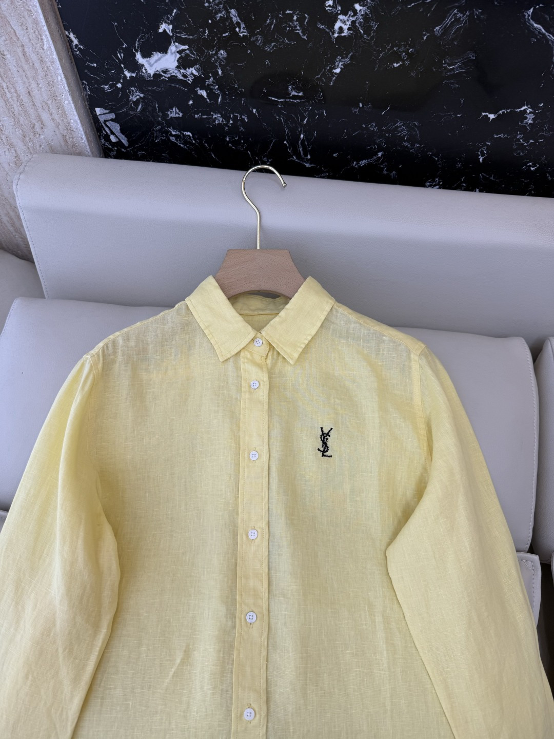 CX0231#新款衬衫⚠️工厂特批‼️Polo 绣花小logo 100% 亚麻 长袖衬衫 粉色 黄色 白