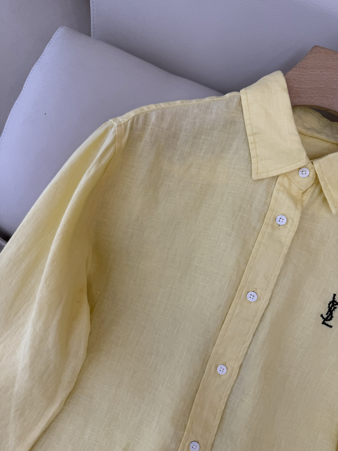 CX0231#新款衬衫⚠️工厂特批‼️Polo 绣花小logo 100% 亚麻 长袖衬衫 粉色 黄色 白