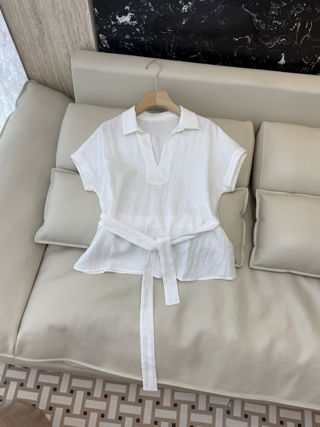 NO:829972,YJJ025#New Top Factory P Minimalist Style Linen Short Sleeve Lace Up Short Sleeve Top White SMLXL, Women's Clothing, T-shirt,19860909YJJ025#新款上衣工厂P 极简风 亚麻 短袖 系带 短袖上衣 白色 SMLXL,女装,T-shirt,,Women's clothing