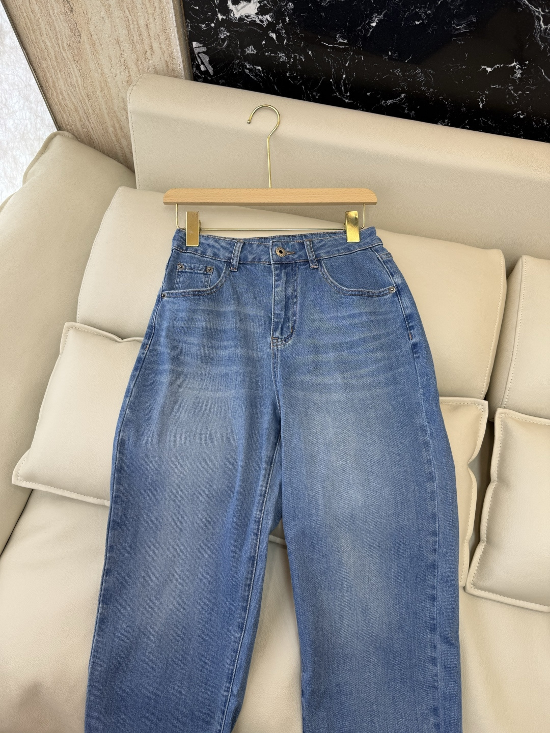 AW080#新款牛仔裤⚠️工厂特批‼️Loewe 牛仔九分裤 蓝色 米白色 26/27/28/29/30